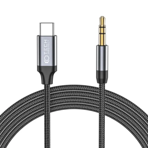 Tech-Protect UltraBoost audio USB-C / 3.5mm mini jack átalakító kábel 1 m - fekete - 1