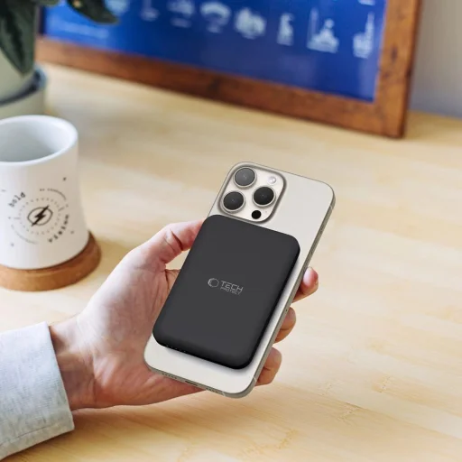 Tech-Protect LifeMag PB10 Powerbank MagSafe funkcióval 5000mAh 15W USB-C port - fekete + USB-C kábel - 7