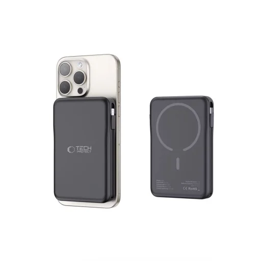 Tech-Protect LifeMag PB31 Powerbank MagSafe kompatibilis 10000mAh 15W USB-C / USB-A / beépített USB-C / Lightning kábelek - fekete - 5