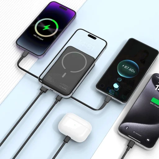 Tech-Protect LifeMag PB31 Powerbank MagSafe kompatibilis 10000mAh 15W USB-C / USB-A / beépített USB-C / Lightning kábelek - fekete - 7