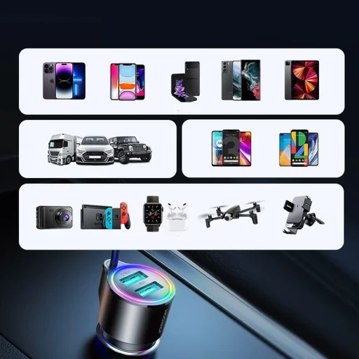 Joyroom 3-az-1-ben gyors autós töltő Lightning kábellel 1.5m 17W fekete (JR-CL25) - 7