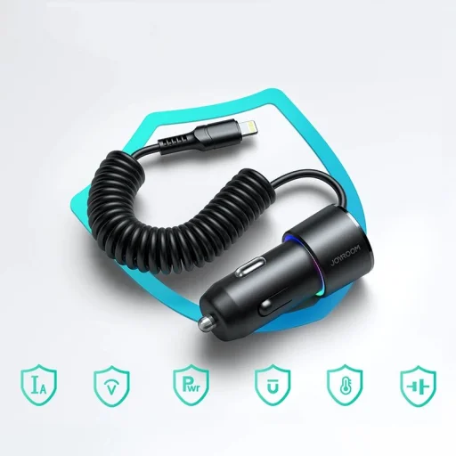 Joyroom 3-az-1-ben gyors autós töltő Lightning kábellel 1.5m 17W fekete (JR-CL25) - 8