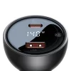 Baseus Digitális Kijelzős Gyors Autós Töltő USB-A / USB-C PD3.1 140W fekete + USB-C kábel Baseus Superior Series 5A 240W 1m fekete - 6