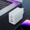 Acefast gyors töltő GaN (2x USB-C / USB-A) PPS / PD / QC4+ 65W fehér (A41) thumbnail
