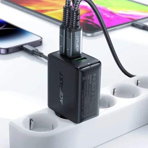 Acefast gyors töltő GaN (2x USB-C / USB-A) PPS / PD / QC4+ 65W fehér (A41) - 7
