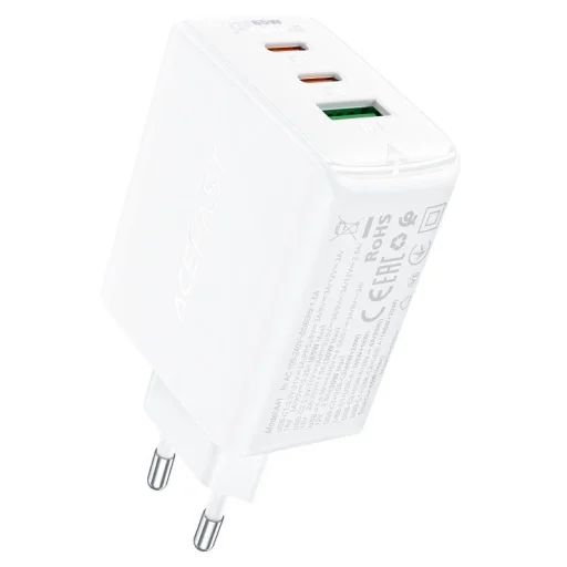 Acefast gyors töltő GaN (2x USB-C / USB-A) PPS / PD / QC4+ 65W fehér (A41) - 1