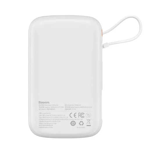 Baseus Qpow Digital Display Power Bank gyors töltéssel 10000mAh 20W QC/PD/SCP/FCP beépített Lightning kábellel Fehér - 3