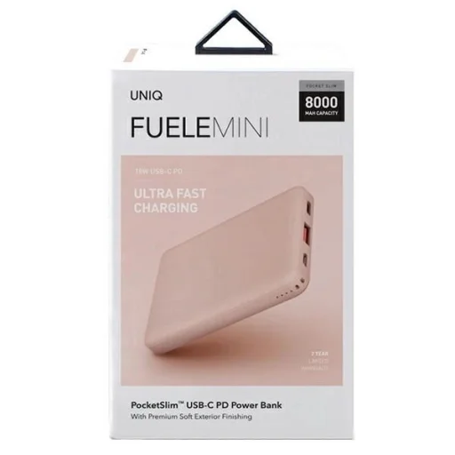 Powerbank Uniq Fuele mini 8000mAh USB-C 18W PD - rózsaszín - 7