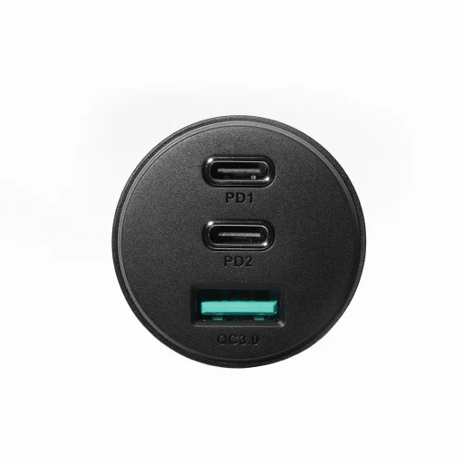 Joyroom autós töltő 70W, 3 porttal: USB, 2 x USB C fekete (JR-CL26) - 4