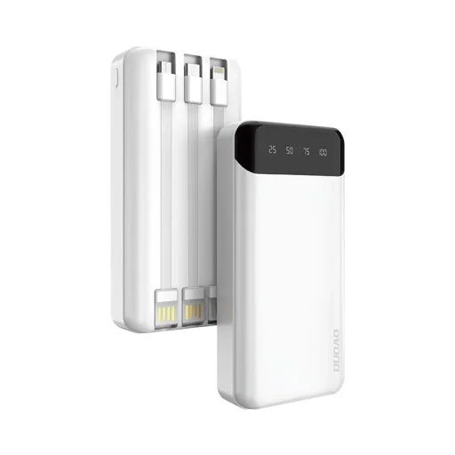 Dudao nagykapacitású powerbank 20000mAh 3 beépített kábellel USB Type C + micro USB + Lightning fehér (Dudao K6Pro +) - 1