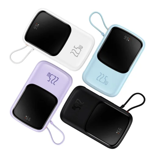 Baseus Qpow powerbank 10000mAh beépített USB Type-C kábellel 22.5W Gyors Töltés SCP AFC FCP fehér (PPQD020102) - 9