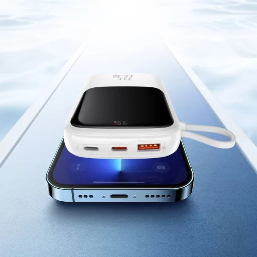 Baseus Qpow powerbank 10000mAh beépített USB Type-C kábellel 22.5W Gyors Töltés SCP AFC FCP fehér (PPQD020102) - 11