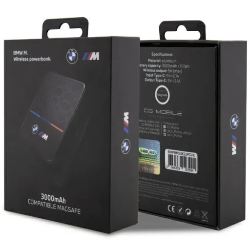 BMW Induktív Powerbank BMPBMS3K22PGVK 5W 3000mAh + kábel fekete/fekete M Collection MagSafe - 4