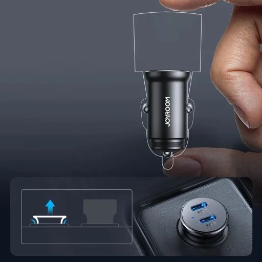 Joyroom JR-CCN06 30W 2x USB-C mini autós töltő fém - fekete - 12