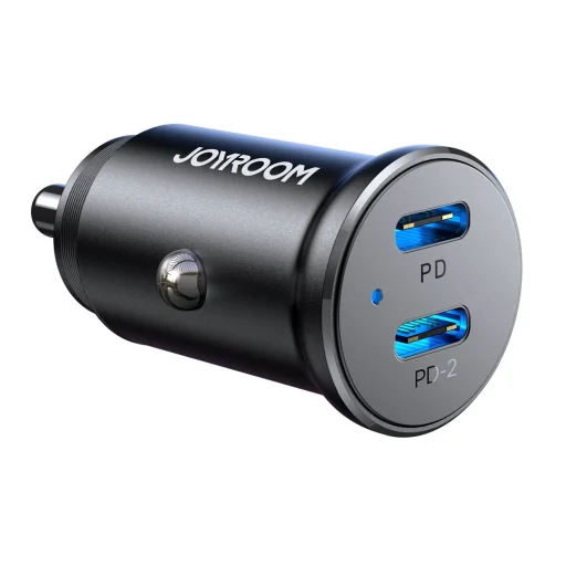 Joyroom JR-CCN06 30W 2x USB-C mini autós töltő fém - fekete - 1