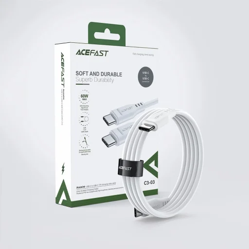 Acefast C3-03 USB-C - USB-C PD QC kábel 60W 3A 480Mb/s 1.2m - fehér - 12