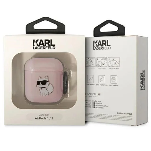 Karl Lagerfeld KLA2HNCHTCP Airpods 1/2 tok rózsaszín/rózsaszín Ikonik Choupette - 3