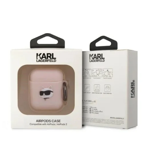Karl Lagerfeld KLA2RUNCHP AirPods 1/2 tok pink/pink Szilikon Choupette Head 3D - 3