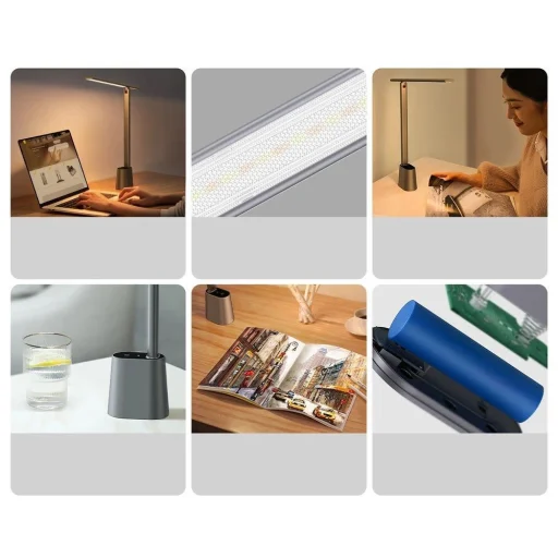 Baseus Smart Eye vezeték nélküli LED íróasztali lámpa 2200 mAh akkumulátorral szürke (DGZG-0G) - 17