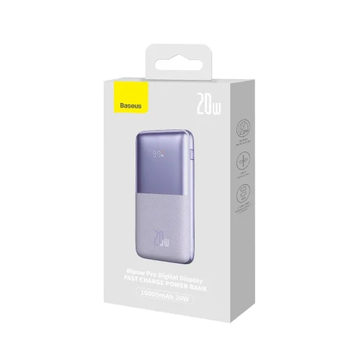 Baseus Bipow Pro Power Bank 10000mAh 20W Lila USB Type A - USB Type C 3A 0.3m Kábel (PPBD040205) - 5
