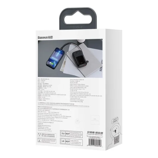 Powerbank 10000mAh 20W Baseus Qpow Pro Overseas Edition + USB-C 3A kábel - Fekete - 6