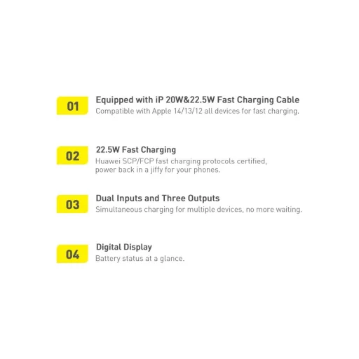 Powerbank 10000mAh 20W Baseus Qpow Pro Overseas Edition + USB-C 3A kábel - Fekete - 21