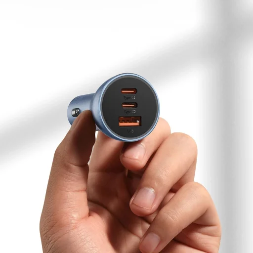 Baseus Golden Contactor Pro autós töltő USB-A + 2x USB-C 65W sötétszürke - 12