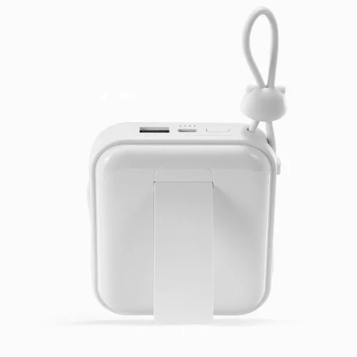 Joyroom powerbank USB C és Lightning kábelekkel valamint Cutie Series állvánnyal 10000mAh 22.5W fehér (JR-L008) - 10