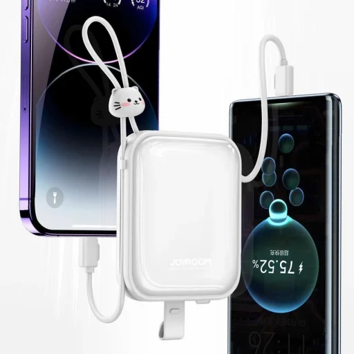 Joyroom powerbank USB C és Lightning kábelekkel valamint Cutie Series állvánnyal 10000mAh 22.5W fehér (JR-L008) - 13