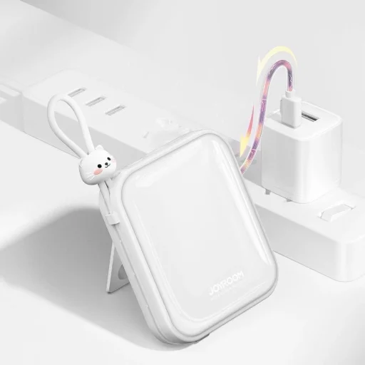 Joyroom powerbank USB C és Lightning kábelekkel valamint Cutie Series állvánnyal 10000mAh 22.5W fehér (JR-L008) - 16