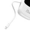 Baseus Qpow digitális kijelzős power bank gyors töltéssel 20000mAh 20W QC/PD/SCP/FCP beépített Lightning kábellel Fehér thumbnail