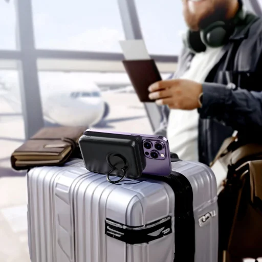 Wireless power bank 10000mAh Joyroom JR-W050 20W MagSafe állvánnyal + USB-C kábel - kék - 5