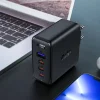 Acefast gyorstöltő GaN 3xUSB-C/1xUSB-A 100W fekete + szögletes USB-C - USB-C 100W 2m fekete thumbnail