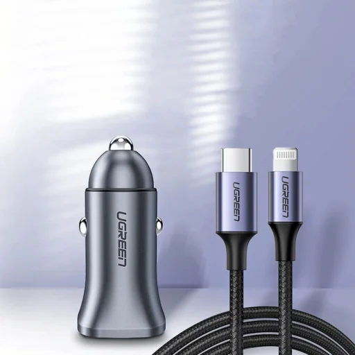 Ugreen gyors autós töltő USB-A / USB-C 30W PD PPS szürke (CD130) - 9