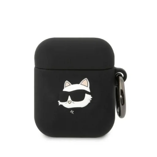 Karl Lagerfeld KLA2RUNCHK AirPods 1/2 tok fekete/fekete Szilikon Choupette Fej 3D - 1
