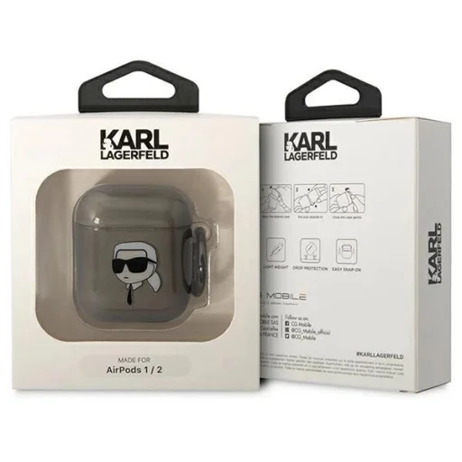 Karl Lagerfeld KLA2HNIKTCK AirPods 1/2 fliptok fekete/fekete Karl`s Head - 3