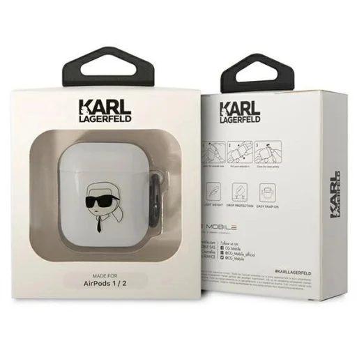 Karl Lagerfeld KLA2HNIKTCT AirPods 1/2 tok átlátszó Karl`s Head - 3