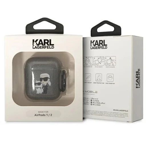 Karl Lagerfeld KLA2HNKCTGK Airpods 1/2 fekete/fekete Gliter Karl&Choupette tok - 3