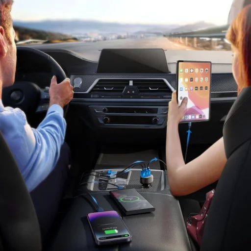 Joyroom JR-CCD03 3.4A autós töltő 3x USB-A kijelzővel - fekete - 9