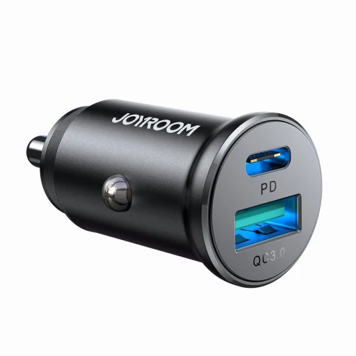 Joyroom JR-CCN05 30W USB-A USB-C mini autós töltő - fekete - 1