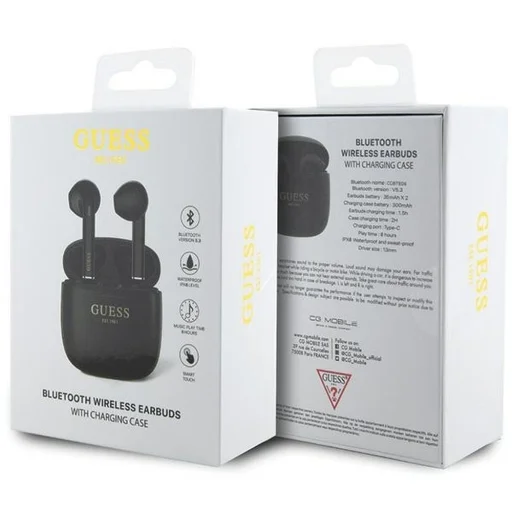 Guess GUTWST26PSK TWS Bluetooth fülhallgató + dokkoló állomás - fekete Classic EST Logo - 4