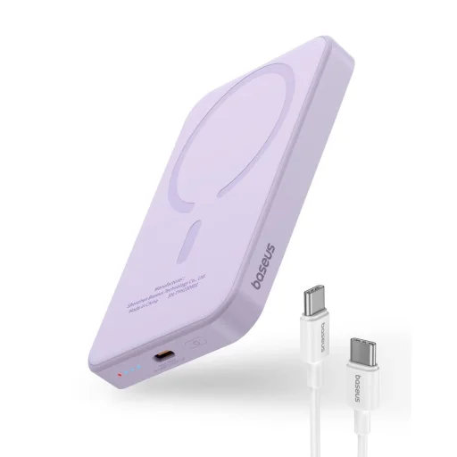 Baseus mini power bank 5000mAh 20W + USB-C kábel (20V/3A) - lila - 3