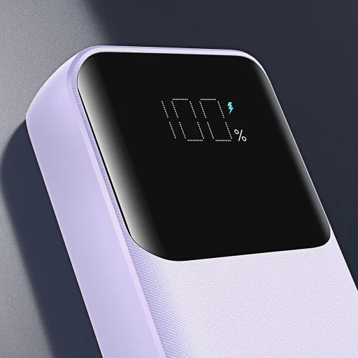 Joyroom JR-PBC06 mini powerbank beépített USB-C / Lightning kábelekkel 30W 10000mAh - lila - 8