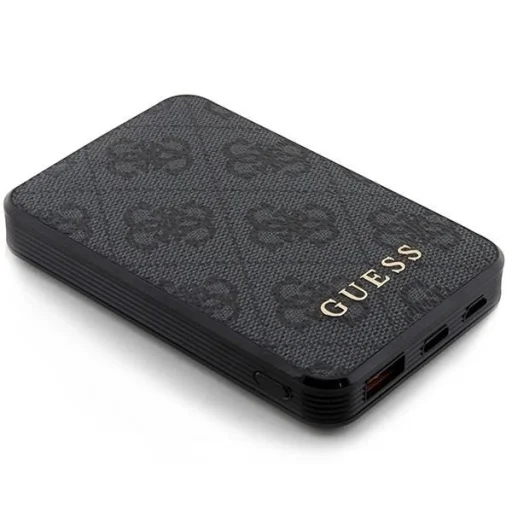 Guess Powerbank 15W GUPB5LP4GEGK 5000mAh fekete/fekete 4G bőrfém logó - 3