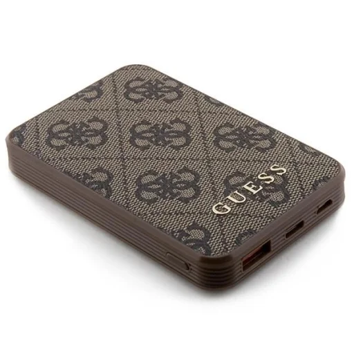 Guess Powerbank 15W GUPB5LP4GEGW 5000mAh barna/barna 4G Bőr Fém Logó - 3