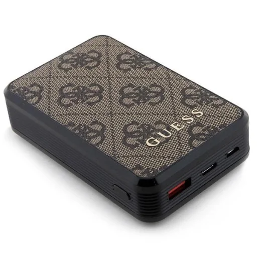 Guess Powerbank 18W GUPB10DP4GEGW 10000mAh barna/barna 4G Bőr Fém Logó - 3