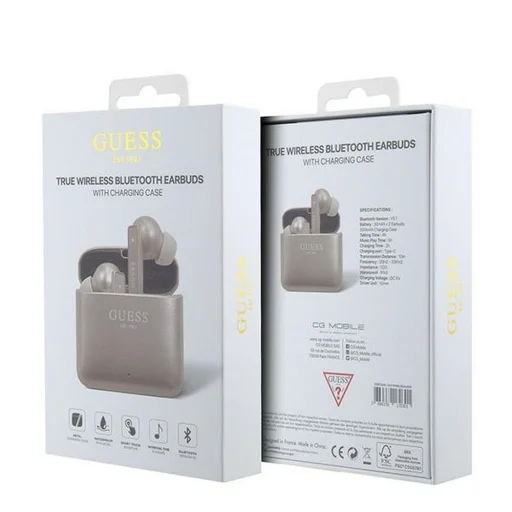 Guess GUTWSSU20ALEGP TWS Bluetooth Earphones + Dock Rose Gold/Rose Gold Printed Logo - 5