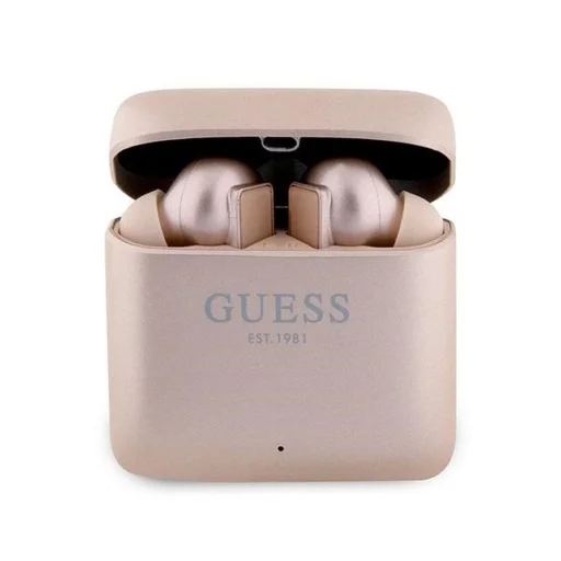 Guess GUTWSSU20ALEGP TWS Bluetooth Earphones + Dock Rose Gold/Rose Gold Printed Logo - 1