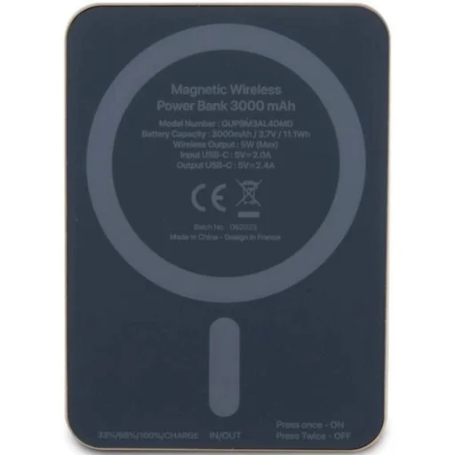 Guess MagSafe Metal Script Logo indukciós powerbank 5W 3000mAh - arany - 3