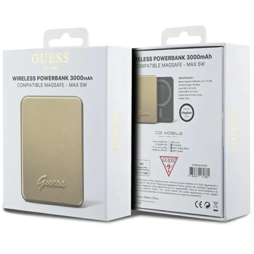 Guess MagSafe Metal Script Logo indukciós powerbank 5W 3000mAh - arany - 5